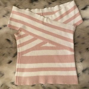 Express Striped Off-The-Shoulder Sweater XXS